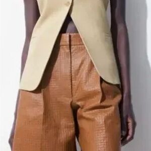 COS Brown leather Embossed shorts